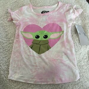 NWT Star Wars baby yoda pink tie dye shirt size 4T